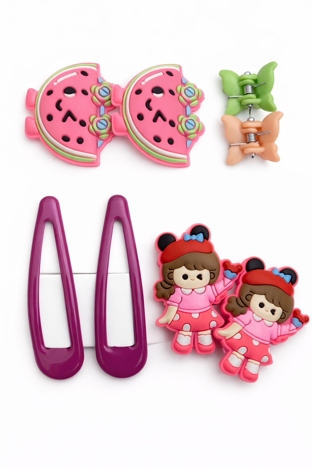 Sweet Summer Watermelon & Doll Hair Accessory Set – 8-Piece Playful Styling Bundle