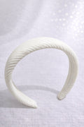 White Padded Headband for Women – Textured Ribbed Fabric Hairband – Classic Solid Alice Band – Minimalist Puffy Headband Accessory
