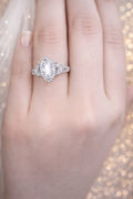(ADJUSTABLE) Starlight Marquise Halo Ring: A Timeless Silver Statement of Pure Elegance!
