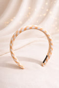 Yellow Gingham Headband for Women – Checkered Pattern Padded Hairband – Mustard and White Plaid Alice Band – Trendy Retro Puffy Headpiece